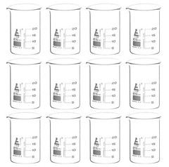 Eisco 25ml Beakers, Low Form, 5ml Graduations – Borosilicate Glass – 12 Pack