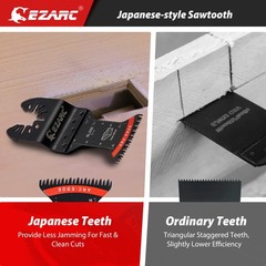 EZARC Japanese Tooth Oscillating Saw Blade, 5 PCS Arc Edge Cr-V, Black