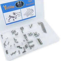 81pcs 6# 8# 10# 1/4 5/16 12 Sizes Thread Hex Socket Set Screw Assortment kit …