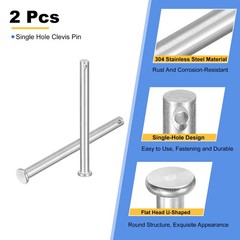 2Pcs 5/16″ x 4″ Single Hole Clevis Pins 304 Stainless Steel Flat Head Pins