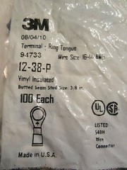 NEW 100 pack 3M 94733 Blue Vinyl Ring Terminals 16-14 AWG 3/8″ stud
