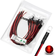 20 Pack Red LED Indicator Lights with Resistors & Wires for DIY & Projects
