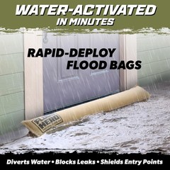 Flood Hero 3 ft Water Activated Sandbags – 2 Pack Flood Bag Barriers for Home