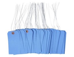 1000 pcs 4 3/4″ x 2 3/8″ Size 5 Blue Cardstock Hang Tag Tags with Wire 13 Pt