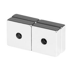 3/4 x 3/4 x 1/4 Inch Neodymium Rare Earth Countersunk Block Magnets N48 (4 Pack)