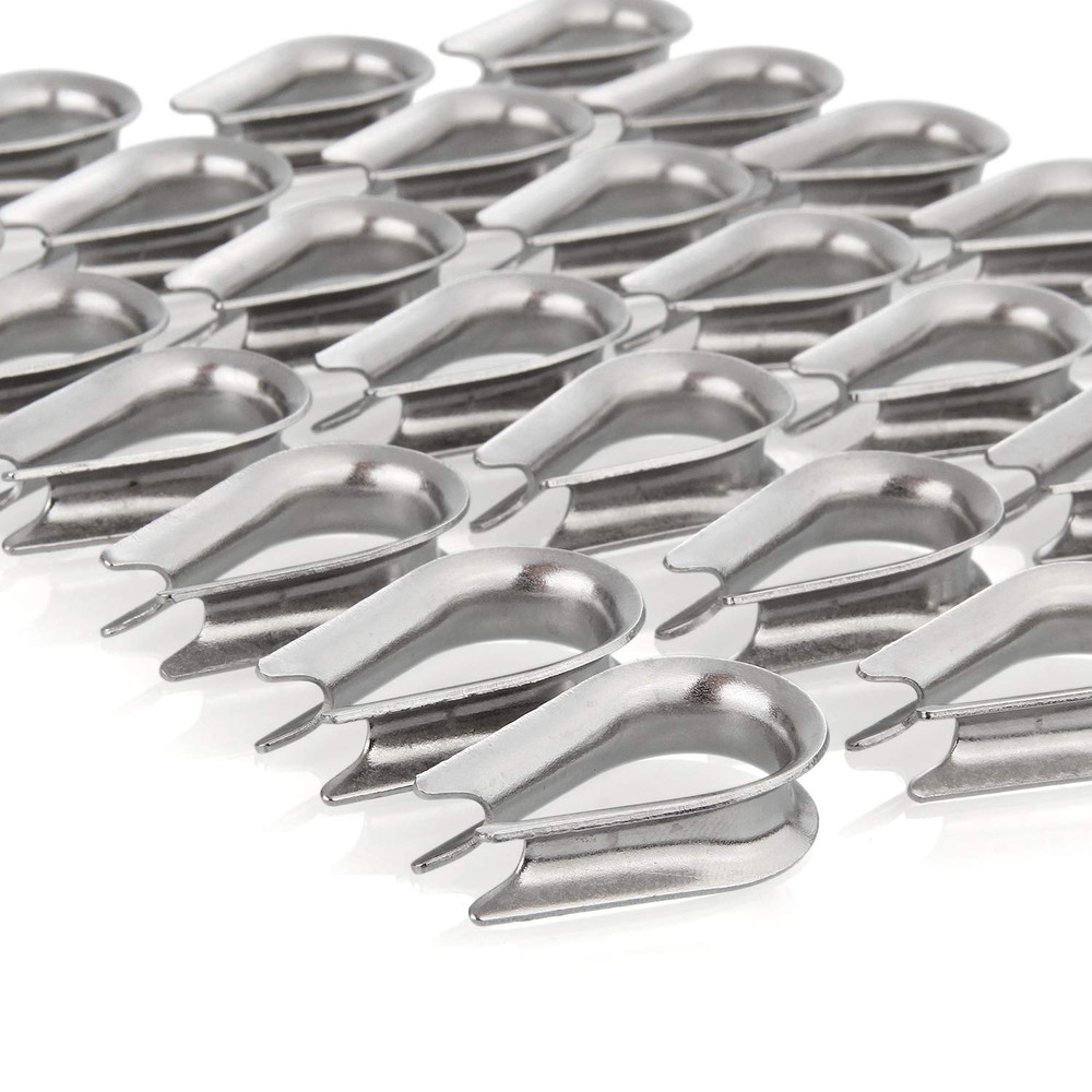 50 Pack M6 Stainless Steel Thimble for 1/4 Inch Diameter Wire Rope Cable