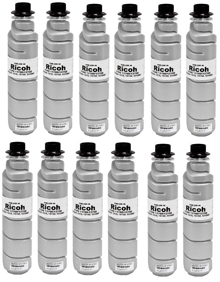 12 GENERIC RICOH AFICIO 1515 TONER CARTRIDGE TYPE 1170D TYPE 1270D (885531)