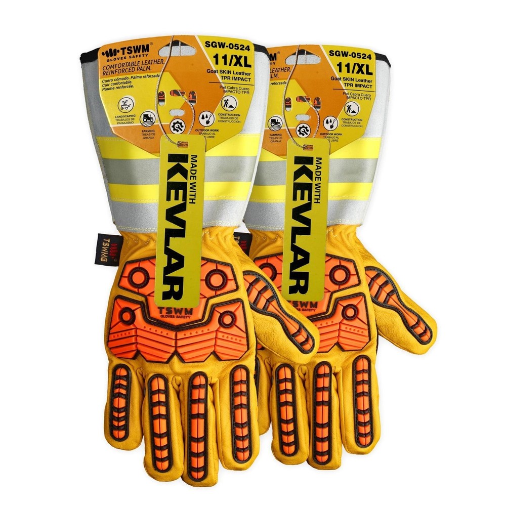 Grain Goatskin MIG TIG Welding Gloves with Cowhide Split Cuff Heat Resistant