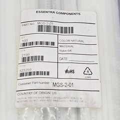 (QTY 100) Essentra Components MGS-2-01 Grommet Strips, Nylon 6/6, Natural Color