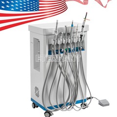 Dental Portable Mobile Cart Delivery Unit System 4Holes with Air Compressor US