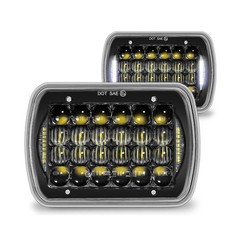 TRUE MODS 7×6 5×7 H6054 Black LED Headlights H4 2B1 Sealed Beam Replacement H…