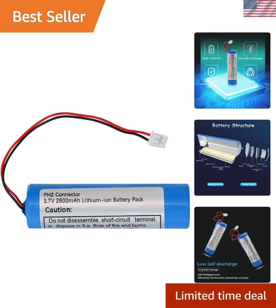 Reliable PH 2mm Rechargeable 2600mAh Lithium-ion Battery for Voice Amplifiers