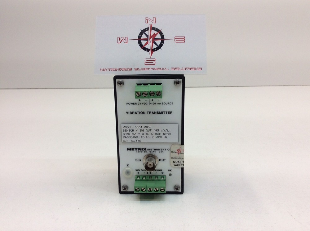 Metrix 5534-M1139 Vibration Transmitter 145 mV/ips 4-20mA 0-10 Mils 24VDC