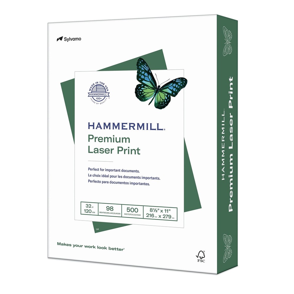Printer Paper, Premium Laser Print 32 lb, 8.5 x 1198 Bright, Made in The USA,…