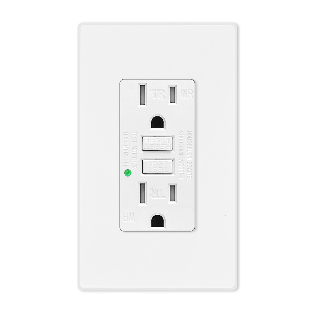 GFCI Outlet 15 Amp Weather Tamper Resistant 125V Safety Receptacle Socket White