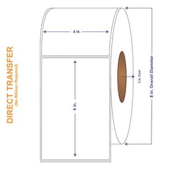 4″ x 6″ White Direct Print Thermal Labels, 1000 per roll (4 Rolls per Carton)