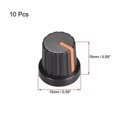 10PC 6mm Knob for Effect Pedal Amplifier Black Potentiometer Knob Orange Mark