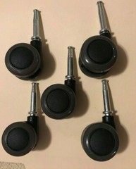 Set of 5 Twin 1-1/2″ Wheel Swivel Furniture Casters Tall Type Grip Ring Stem