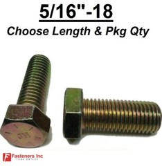 5/16-18 Hex Bolt Yellow Zinc Plated Grade 8 Cap Screw Coarse Thread CHOOSE SIZE