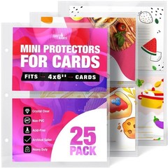 50 Pockets Mini Sheet Protectors fit 4×6” Cards Pack of 25 for 8.5×9.5’’ Min…