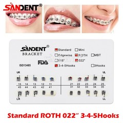 10 Packs Dental Orthodontic Brackets Metal Braces Standard Roth 022 Hooks 3-4-5