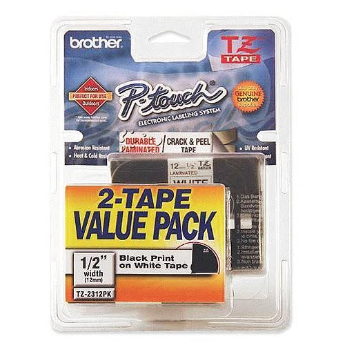 TZE-2312PK 1/2″ Black on White 2 Pack Label Tape