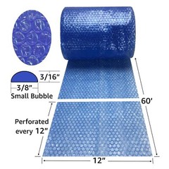 UOFFICE Small Bubble Blue Wrap – 60′ x 12″ Wide perforated every 12″