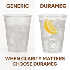 DURAMEG 12oz Clear PET Cups with Dome Lids 100 Pack | Disposable Smoothie Cups