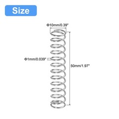5Pcs Compression Spring 304 Stainless Steel 10mm OD 1mm Wire 50mm Length