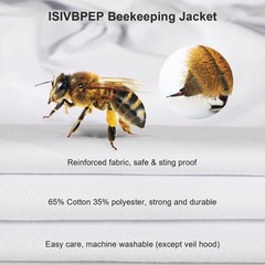 Beekeeping Jacket for Men Women,Polycotton Bee Jacket with Veil Hood,Beekeepe