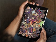 Blank Journal 5.5 × 8.5 Inches, Butterflies, Spiral Bound, 140 Pages Notebook