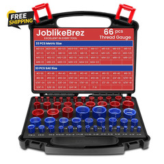 66Pc Nut Bolt Thread Checker SAE Metric Thread Gauge Size Checker Tool Set Kit