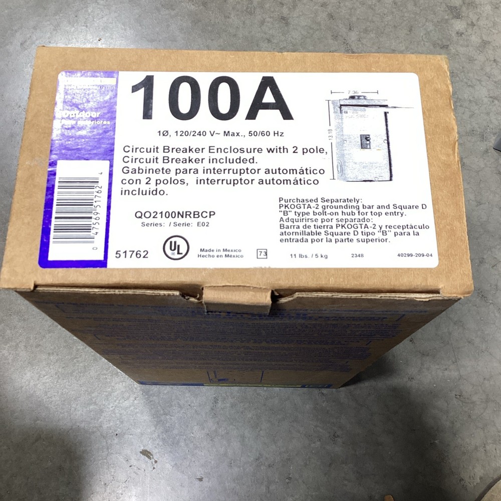 Square D Circuit Breaker Enclosure With 100 A 2 Pole Main Breaker QO2100NRBCP
