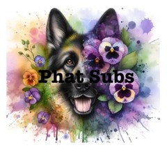 20oz Sublimation Tumbler Wrap German Shepherd Watercolor Flowers Heat Transfer