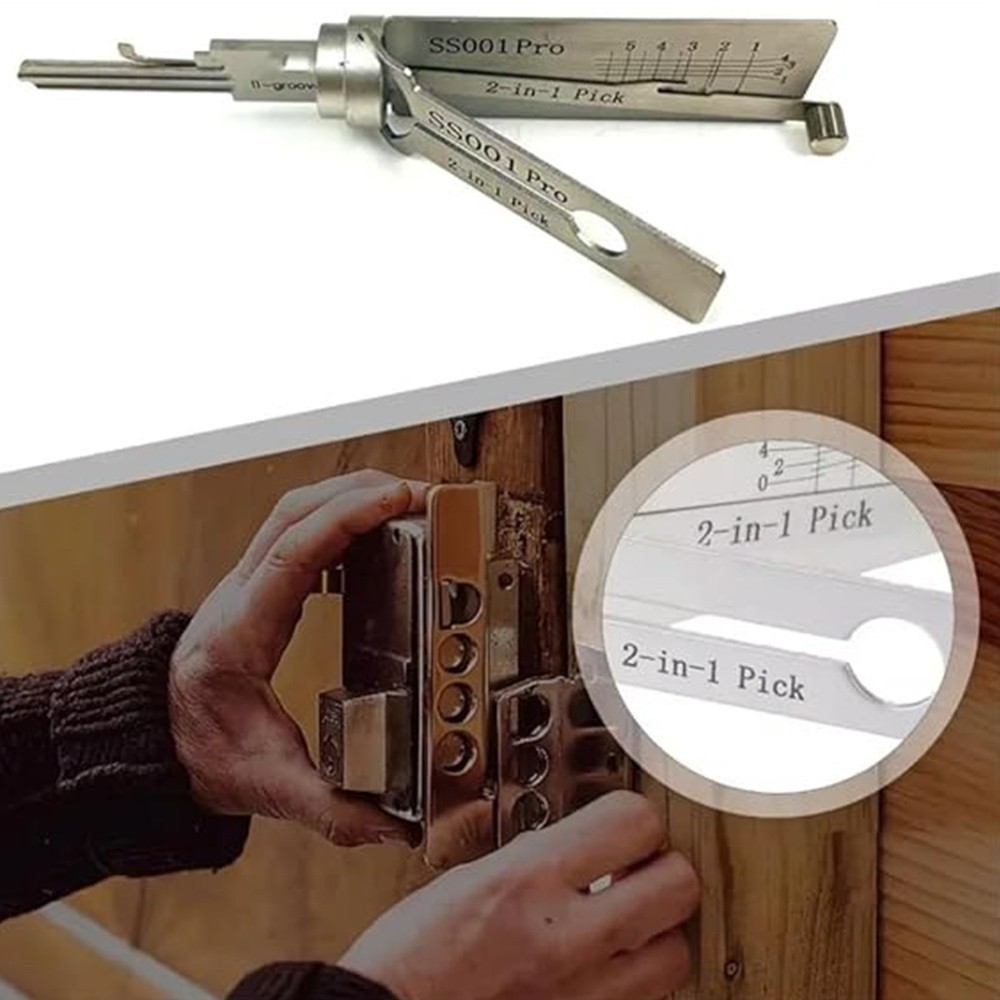 Key Decoder 2 In 1 Portable Lock Picking Set with Hook and Pickup Tool Essential