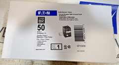 1 New EATON GFTCB250 2 Pole 50 Amp 120/240v Plug-On GFI Breaker 100 + In Stock