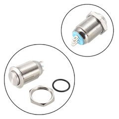 Momentary Metal Push Button Switches 12mm Mounting Dia 1NO 1NC COM DC 30V 0.1A