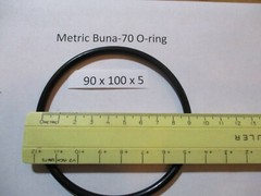 90mm ID x 100mm OD x 5mm thick O-ring. Buna-70. Quan 1.