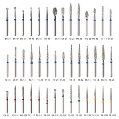 100pcs Dental Diamond Burs Drill FG1.6mm For High Speed Handpiece 100 TYPES