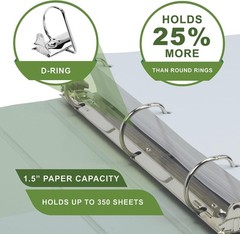 Plant-Based 1.5 Inch Durable D-Ring View Binder Eco-Friendly USDA Certified