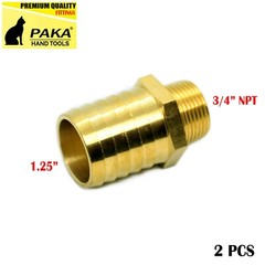 2pc 1.25″ Hose Barb x 3/4″ Male NPT Brass Adapter Thread Fitting Fuel/Water/Air