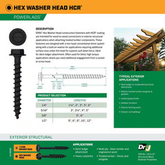 1/4 In. X 6 In. Exterior Hex Head Structural Wood Lag Screws Powerlags Hex (50 E