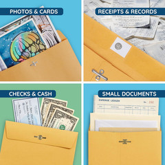 Blue Summit Supplies 100 6” x 9” Clasp Envelopes with Gummed 6 x 9, Brown