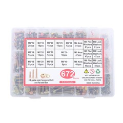 672PC Heavy Duty Metric Bolts Nuts Assortment Kit Hex Head Grade 8.8 Alloy Steel