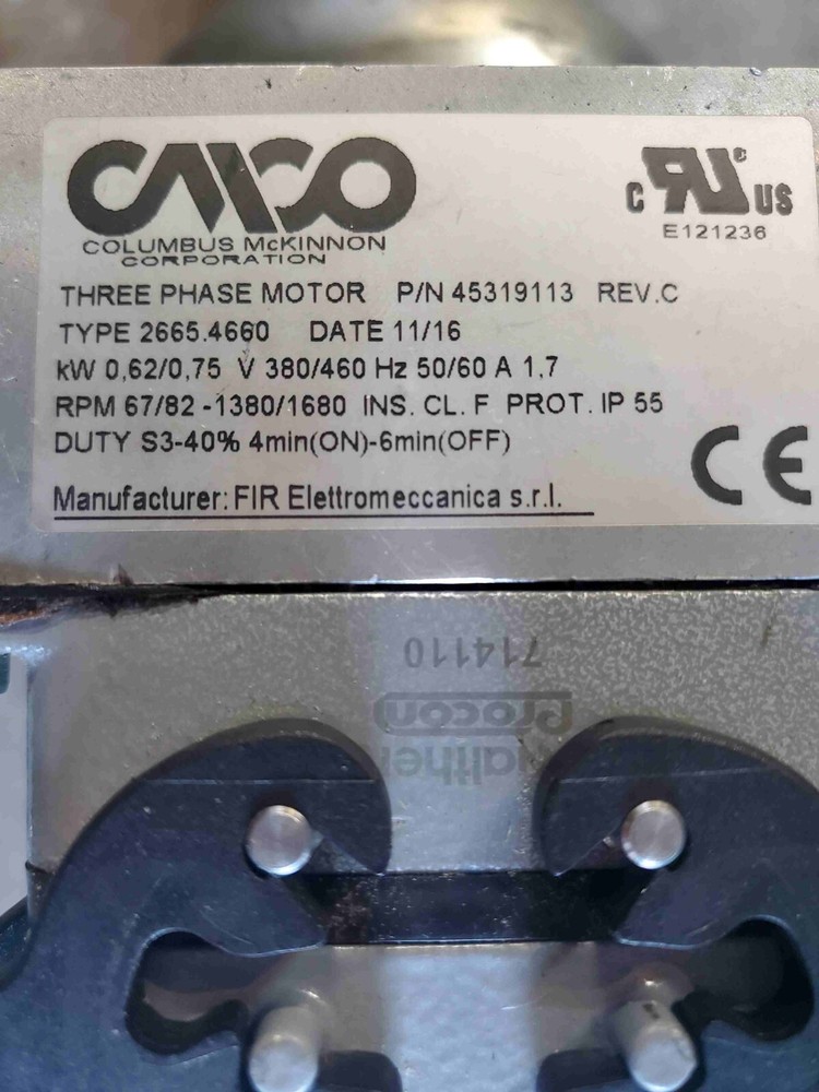 Columbus Mckinnon GEARMOTOR, 1HP – 460/3/60, FOR 160mm ENDTRUCKS UP TO 125 FPM