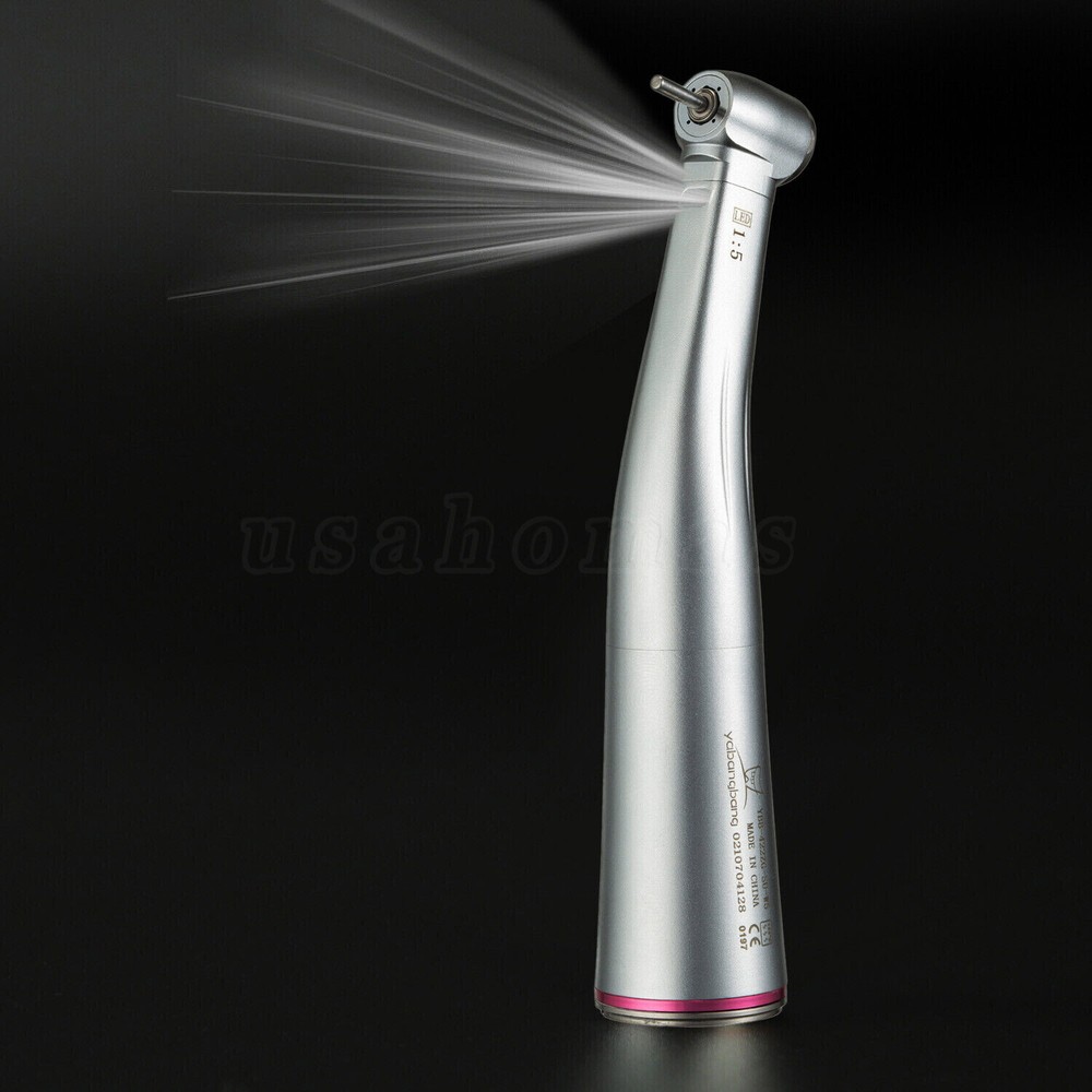 Dental 1:5 Increasing LED Fiber Optic Contra Angle Low Speed Handpiece Red Ring