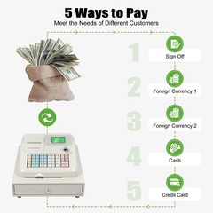 Electronic Cash Register Cash Management POS System LED 48 Keys with Drawer Box