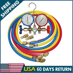 R410A R22 Manifold Gauge Set AC A/C 5FT Color Hose Air Conditioner HVAC 59” New