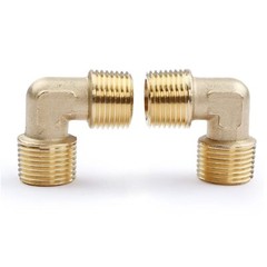 U.S. Solid 90 Degree Elbow Brass Fitting NPT 3/8″ Male x 3/8″ Male, 2pcs