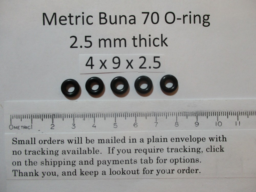 4mm ID x 9mm OD x 2.5mm thick O-ring. Buna-70. Quan 5.